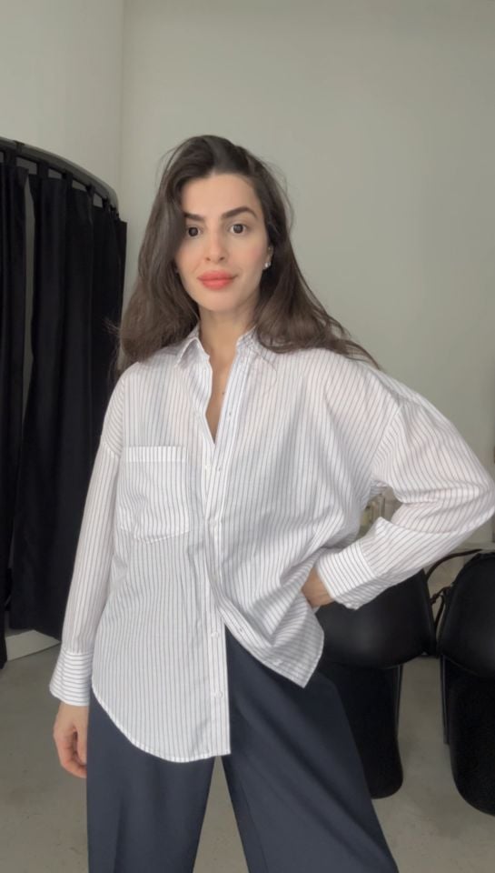 Premium kalite çizgili poplin gömlek