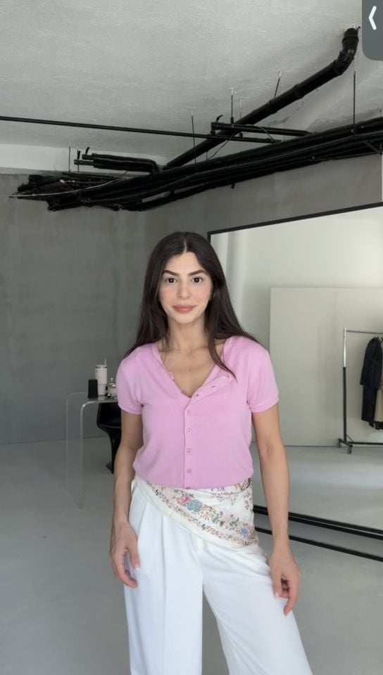 Pamuklu tatlı pembe hırka bluz