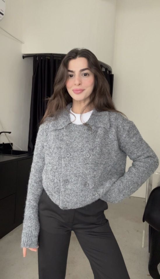 Dilvin polo yaka füme melanj triko hırka