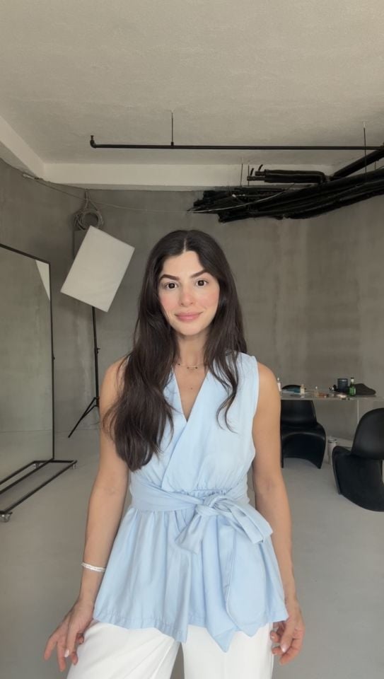 Bebe mavisi volanlı poplin bluz