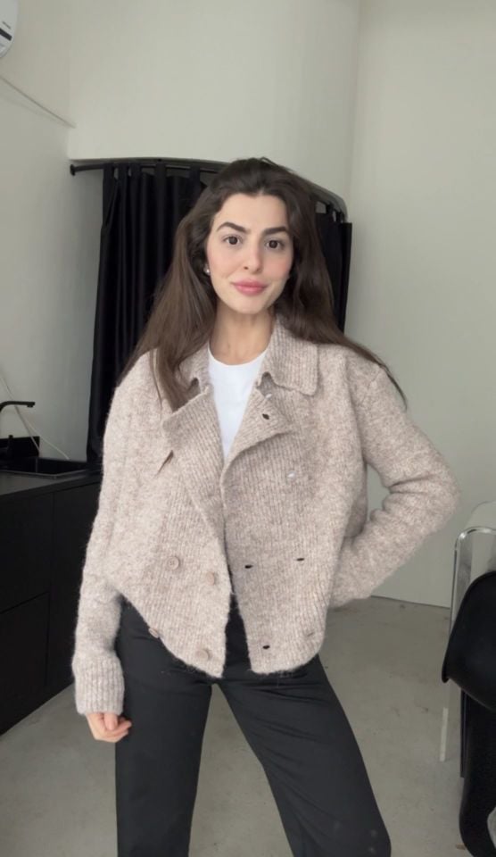 Dilvin polo yaka vizon melanj yumuşak hırka