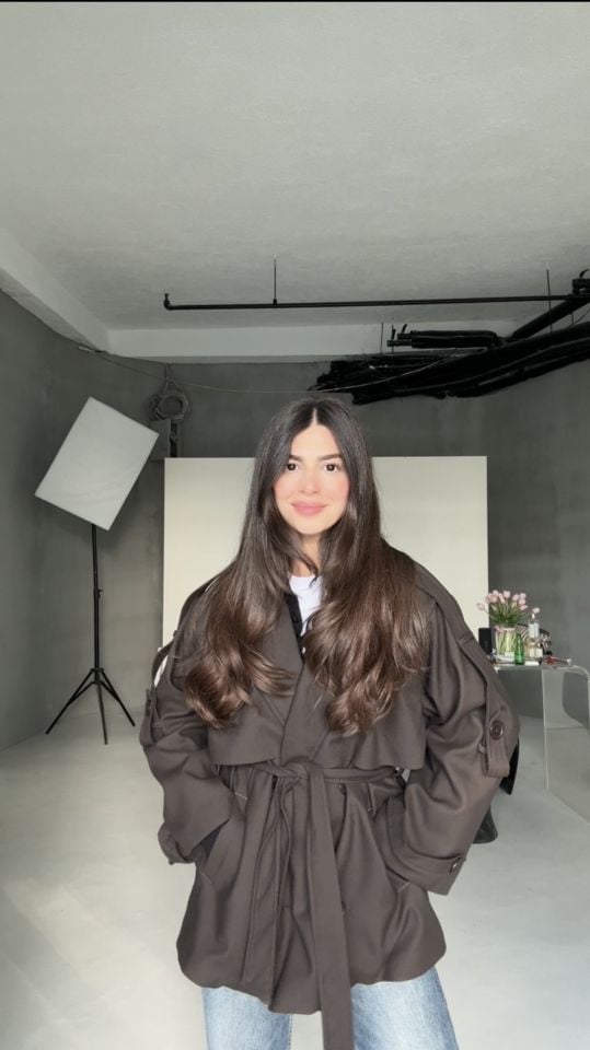 Acı kahve poliviskon ara boy trençkot