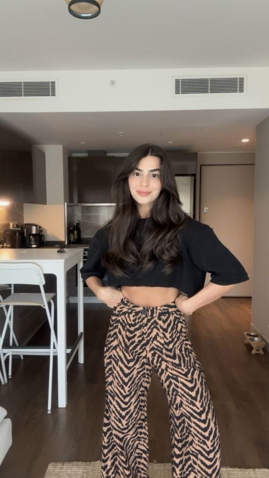 zebra desenli çift pile pantolon