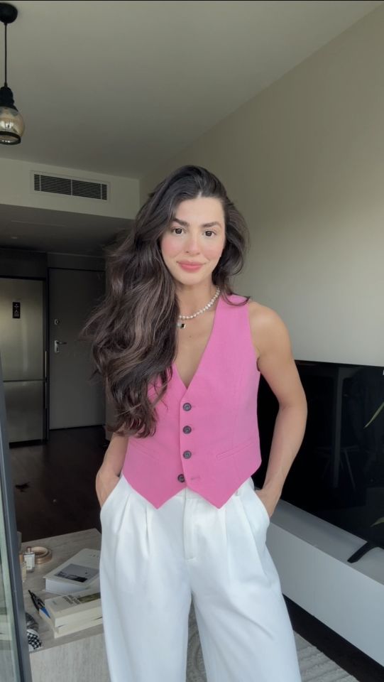 Orijinal marka keten pembe yelek