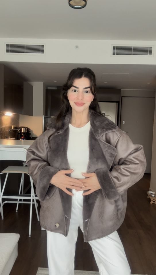 İçi kürklü çift taraflı viral mont