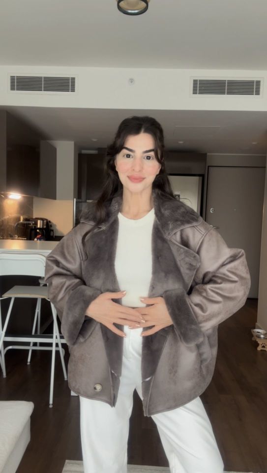 İçi kürklü çift taraflı viral mont