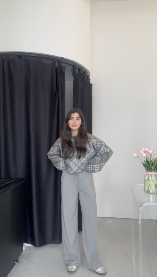 Karol marka beli lastikli gri pantolon