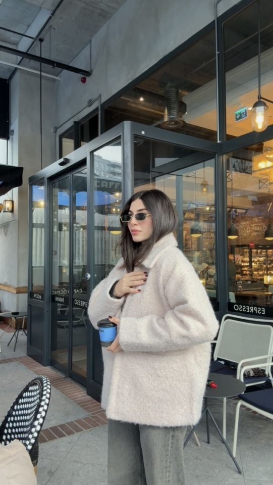 İçi astarlı yün karışımı ceket kaban