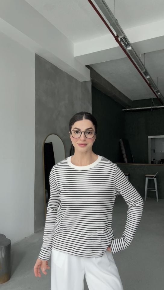 Yumoş çizgili basic tshırt