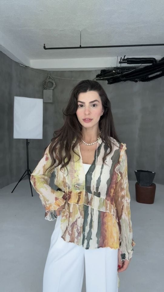 Orjinal Zara tasarım transparan bluz