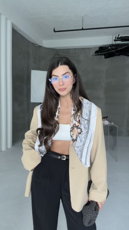 İçi astarlı vizon oversize blazer