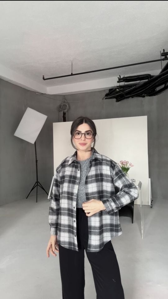 Gri siyah büyük kareli gömlek