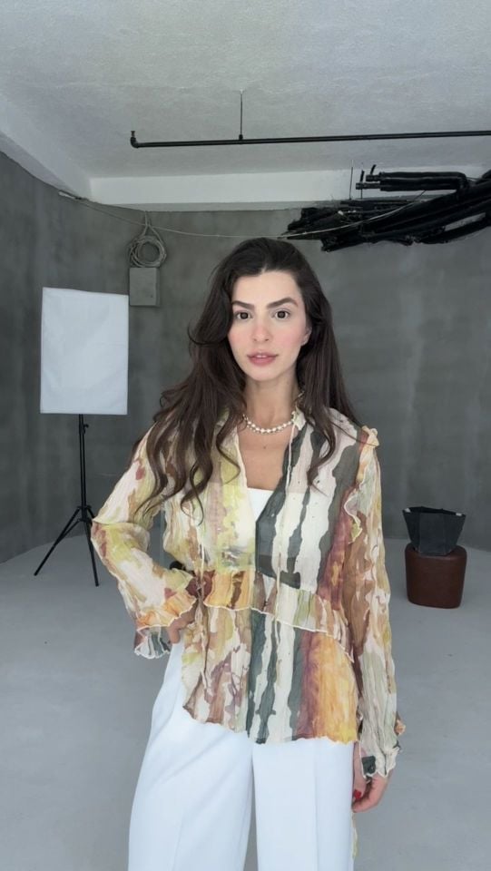 Orjinal Zara tasarım transparan bluz