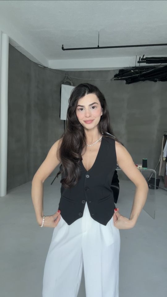 Double kumaş siyah yelek