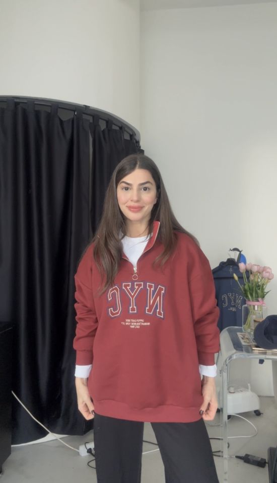 Premium kalite bordo nakışlı sweat STD