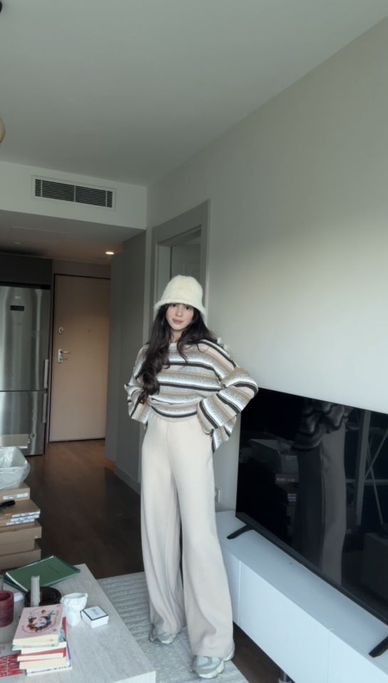 Dilvin krem fitilli pantolon