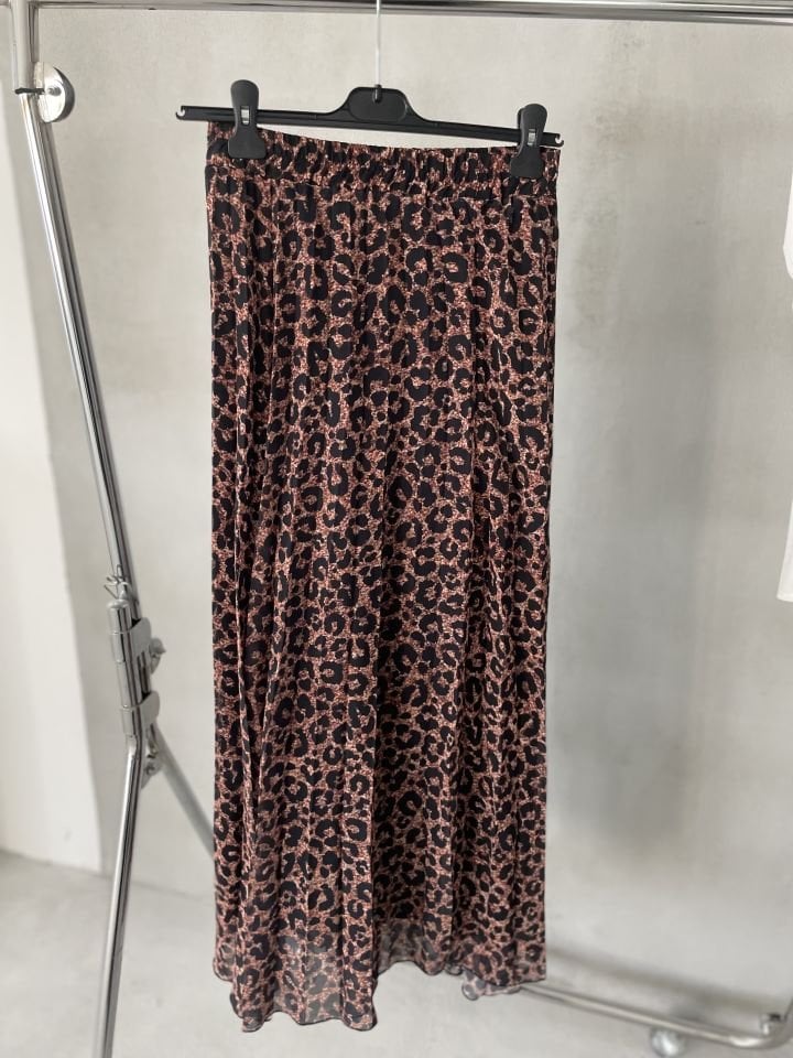 Koyu leopar astarlı etek