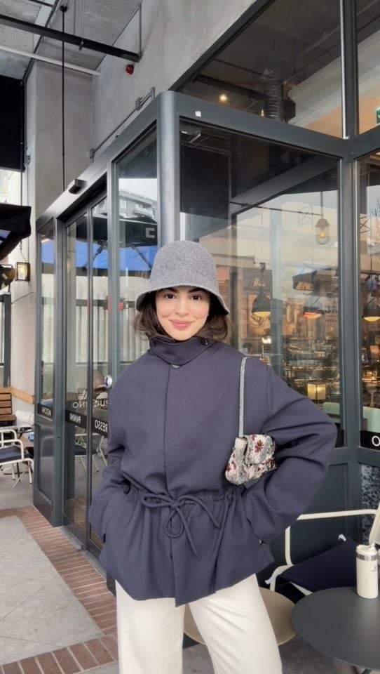 Astarlı Dik yaka larcivert ipli kap