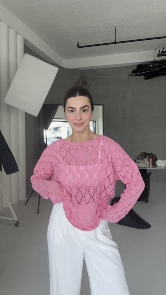 Pembe ajurlu sezon triko