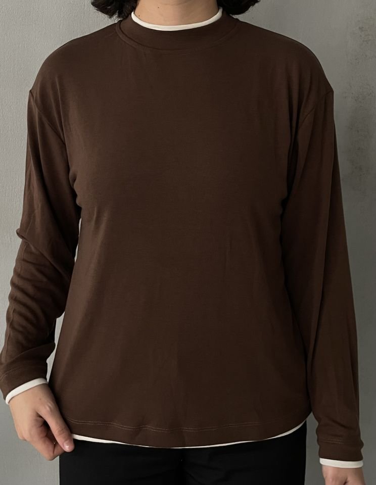 Kahve beyaz detaylı basic