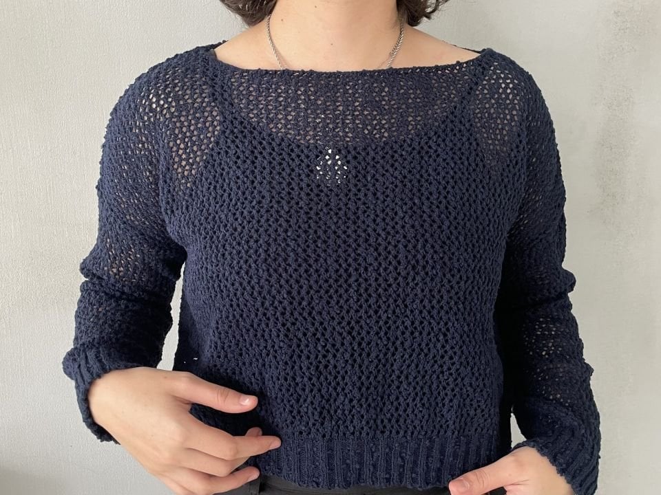 Lacivert ajurlu uzun kol basic