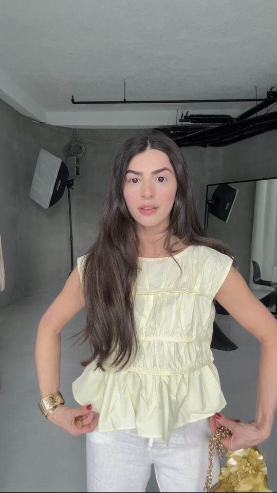 Tereyağ sarısı poplin bluz