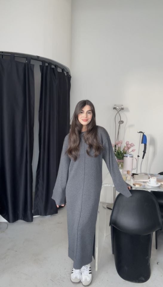 Dilvin marka füme dikiş detaylı maxi boy elbise