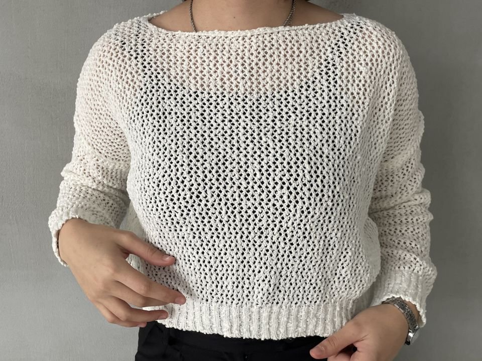 Beyaz ajurlu uzun kol basic