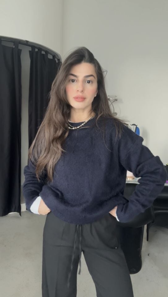 Lacivert şardonlu yeni sezon triko kazak