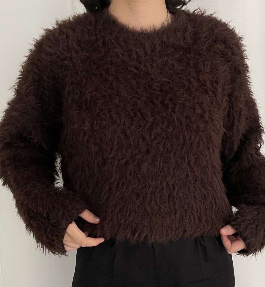 acı kahve püsküllü kazak