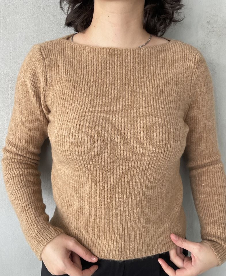 Dilvin Camel fitilli triko kazak