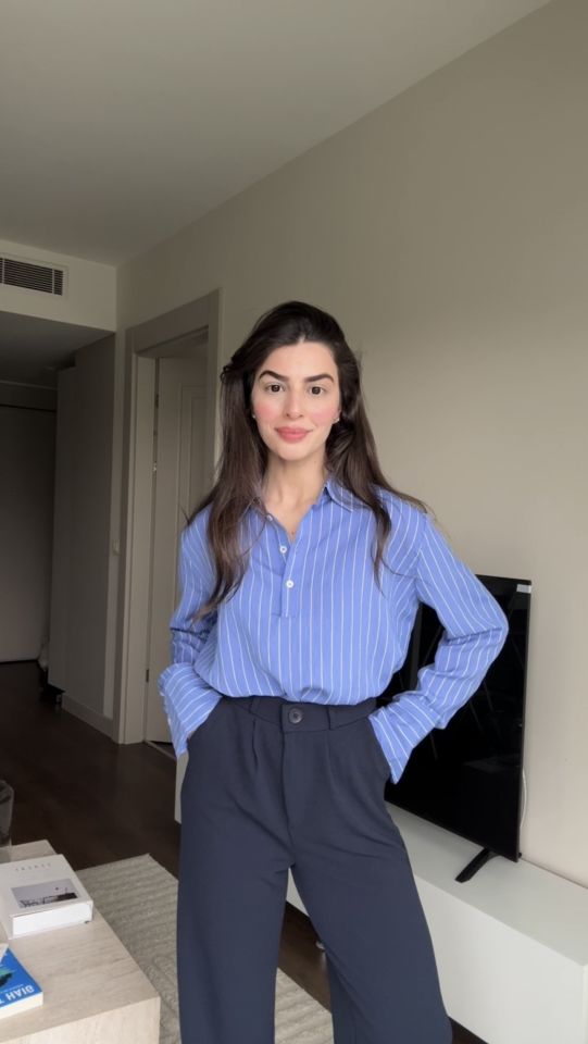 Yüksek bel premıum larcivert palazzo