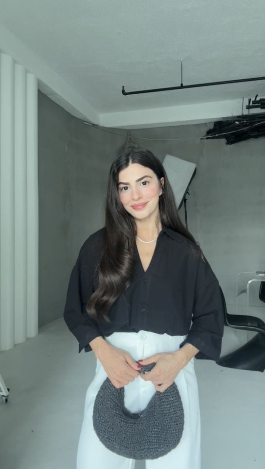 Siyah yarım kol keten gömlek