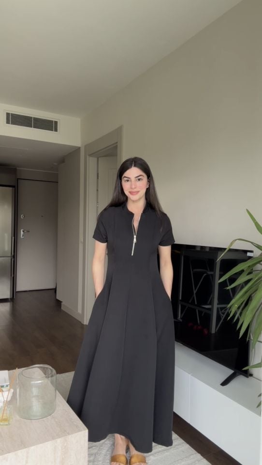 Fermuarlı prenses elbise