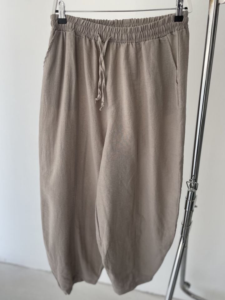 Gri vizon karışımlı beli lastikli şalvar pantolon
