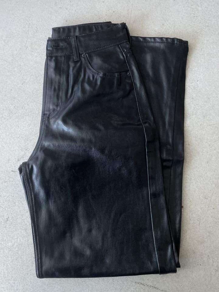 Siyah varak kumaş bol paça pantolon 42