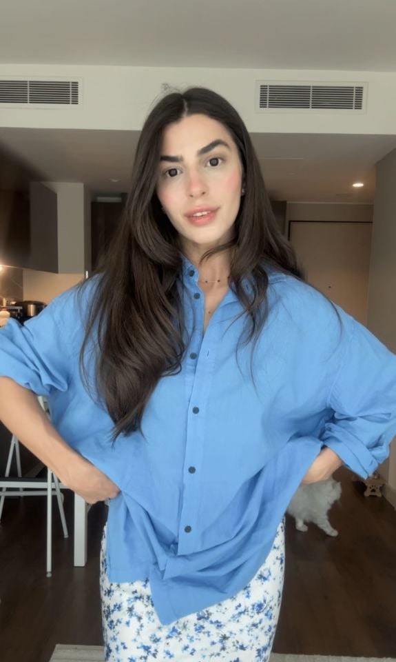 Mavi markası oversize gömlek