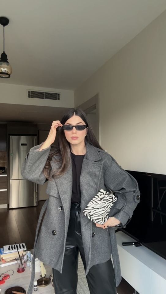 Astarlı antrasit kuşaklı kaban