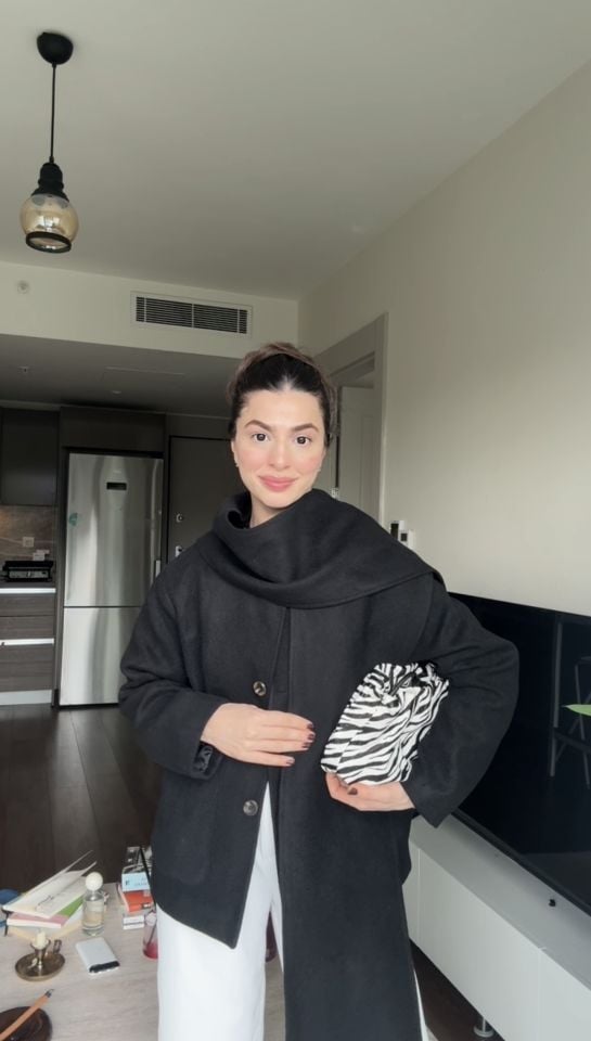 Bağımsız şallı siyah astarlı ceket