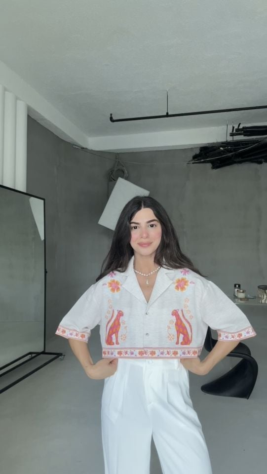 Nakışlı crop ceket