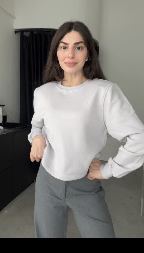 Orjinal marka vatkalı şardonlu gri sweat