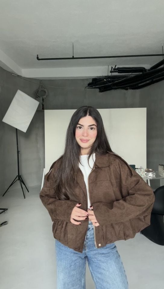 İçi astarlı süet bomber ceket