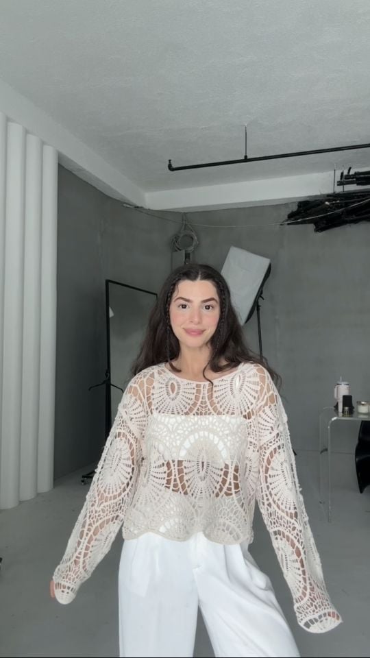 Vizon ajurlu yeni sezon örgü bluz