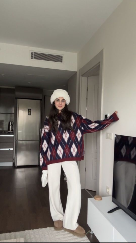 Dilvin ekru triko pantolon