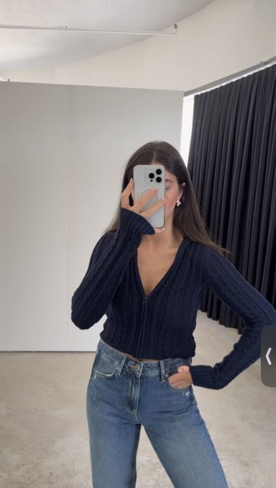 Orjinal marka fermuarlı larcivert kazak hırka