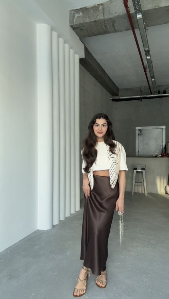 Acı kahve ipek saten etek