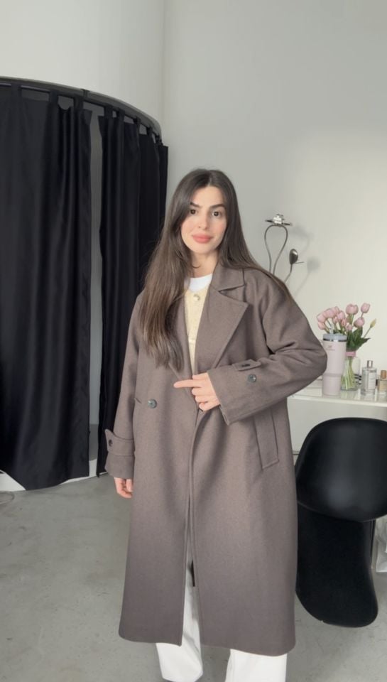 Pinterest kahve oversize kaban