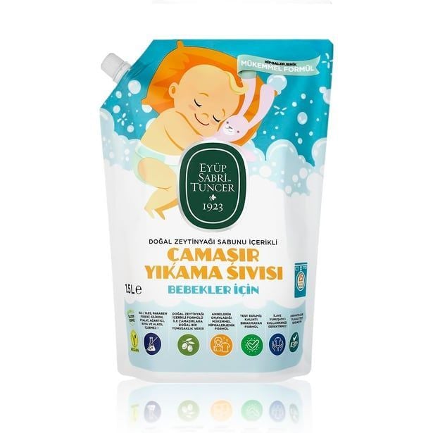 DOĞAL ZEYTİNYAĞI İÇERİKLİ BEBEK ÇAMAŞIR YIKAMA SIVISI 1,5 LT DOYPACK