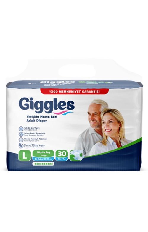 Giggles Yetişkin Hasta Bezi Büyük Boy LARGE 30'lu 4 Paket 120 ADET