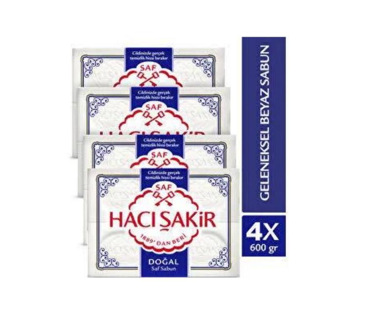 Hacı Şakir Doğal Geleneksel Saf Beyaz Sabun 4x150 gr X3 Adet